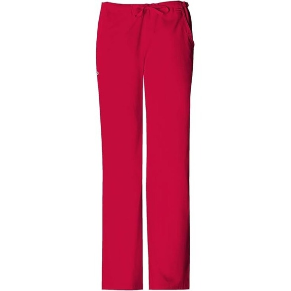 Cherokee Luxe Womens Scrub Pants Low Rise Straight Leg Drawstring 1066 Small Red - Picture 2 of 2